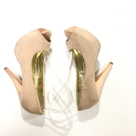 Z LONDON Light Pink Suede Peep Toe Heels 7.5 - Picture 6 of 7